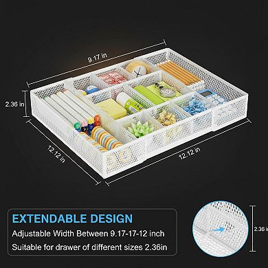 KAUFLY Expandable Mesh Desk Drawer Organizer Tray Adjustable Compartments Dividers