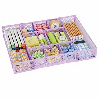 KAUFLY Expandable Mesh Desk Drawer Organizer Tray Adjustable Compartments Dividers