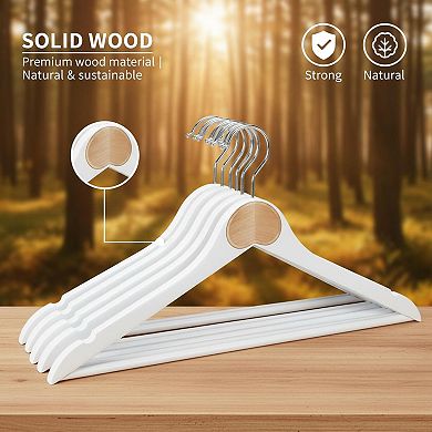 KAUFLY Wooden Coat Hangers Solid Wood 360 Swivel Hook Notches Smooth Surface