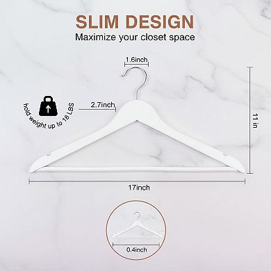 KAUFLY Wooden Coat Hangers Solid Wood 360 Swivel Hook Notches Smooth Surface