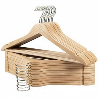 KAUFLY Wooden Coat Hangers Solid Wood 360 Swivel Hook Notches Smooth Surface