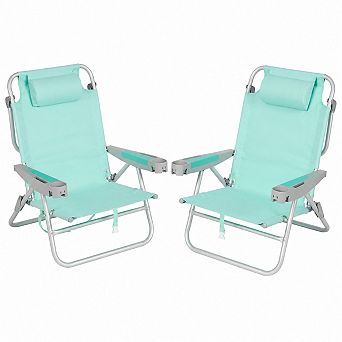 INQCMY 5 Position Oversized Folding Camping Beach Chair with Cup Holder 500 Lbs