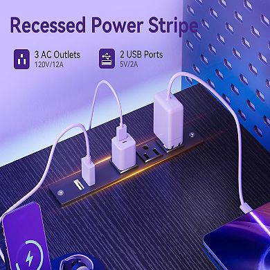 L-Shaped Desk with 4 Drawers, 61" Reversible, USB Power Outlets, Host Stand, Easy Assembly