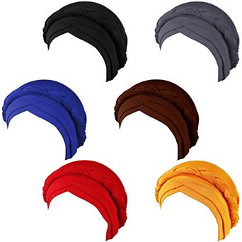 6 Pack Women's Polyester Turban Head Wraps Comfortable, Chic, One Size