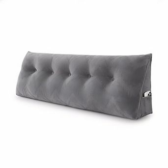 Ergonomic Queen Size Grey Wedge Pillow: Comfortable Support for Reading with Removable Cover
