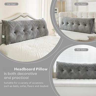 Ergonomic Queen Size Grey Wedge Pillow: Comfortable Support for Reading with Removable Cover