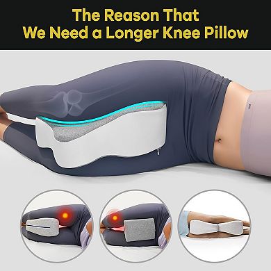 Long 14" Pillow for Side Sleepers: Full Thigh Knee Support, Spine Alignment, Ergonomic Design