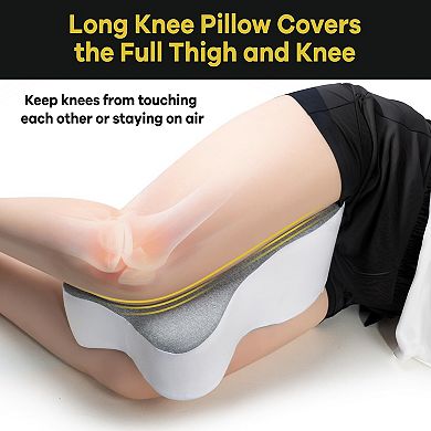 Long 14" Pillow for Side Sleepers: Full Thigh Knee Support, Spine Alignment, Ergonomic Design