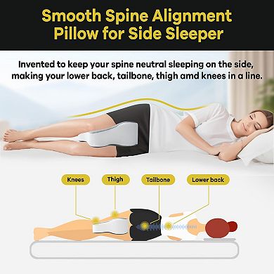 Long 14" Pillow for Side Sleepers: Full Thigh Knee Support, Spine Alignment, Ergonomic Design