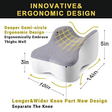Long 14" Pillow for Side Sleepers: Full Thigh Knee Support, Spine Alignment, Ergonomic Design