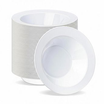 100 Pack 12 Oz White Disposable Plastic Bowls for Party Catering Events