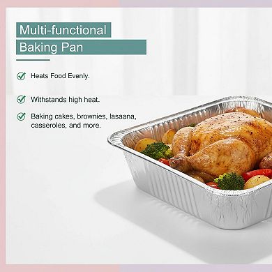 40 Pack 9x13 Inch Disposable Aluminum Foil Pans Oven Safe For Baking Cooking