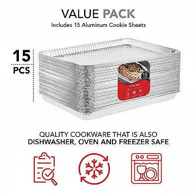 15 Pack Disposable Aluminum Foil Baking Sheets Nonstick Reusable