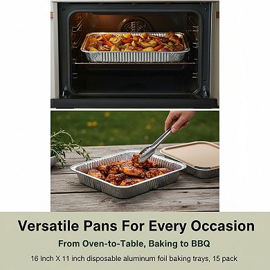 15 Pack Disposable Aluminum Foil Baking Sheets Nonstick Reusable