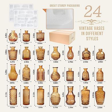 24pcs Mini Glass Vases for Decor: Clear, Elegant, Versatile for Weddings, Parties, Home Decor