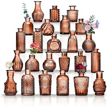 24 pc Mini Glass Vases for Decor: Clear, Elegant, Versatile for Weddings, Parties, Home Decor