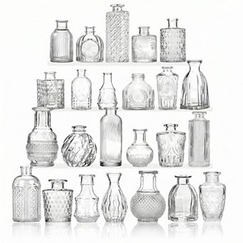 24 pc Mini Glass Vases for Decor: Clear, Elegant, Versatile for Weddings, Parties, Home Decor
