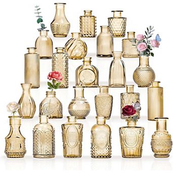 24 pc Mini Glass Vases for Decor: Clear, Elegant, Versatile for Weddings, Parties, Home Decor