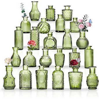 24 pc Mini Glass Vases for Decor: Clear, Elegant, Versatile for Weddings, Parties, Home Decor