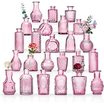 24 pc Mini Glass Vases for Decor: Clear, Elegant, Versatile for Weddings, Parties, Home Decor
