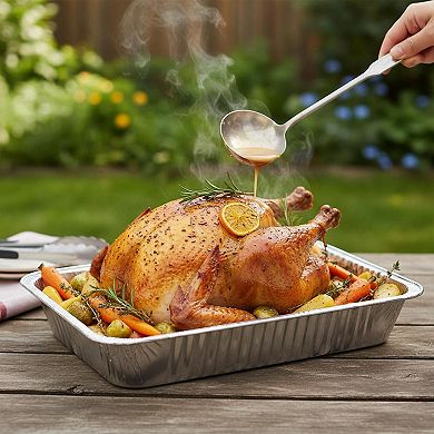 Disposable Aluminum Foil Pans 10 Pack Extra Heavy Duty Roasting Baking Trays