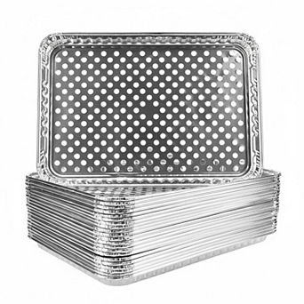 15 Pack Disposable Aluminum Foil Grill Topper Pans BBQ Accessories For Outdoor Camping Cooking