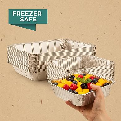 40 Pack Disposable Aluminum Foil Baking Pans Set For Meal Prep Cooking Roasting