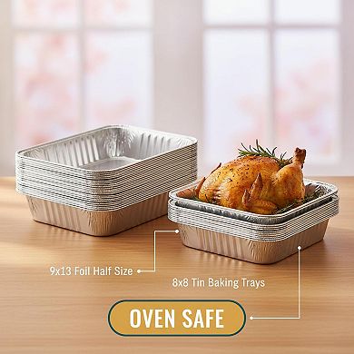 40 Pack Disposable Aluminum Foil Baking Pans Set For Meal Prep Cooking Roasting