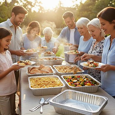 30 Pack Disposable Aluminum Foil Pans Half Size Deep Extra Thick For Baking Cooking Roasting