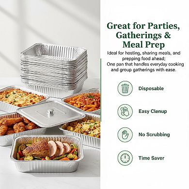 30 Pack 9x13 Disposable Aluminum Foil Pans Heavy Duty For Cooking Baking Storage