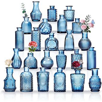 24 pc Mini Glass Vases for Decor: Clear, Elegant, Versatile for Weddings, Parties, Home Decor