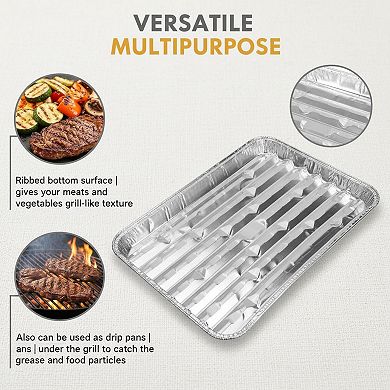 40 Pack Disposable Aluminum Foil Grill Pans Thick Baking Sheets For Oven BBQ Takeout