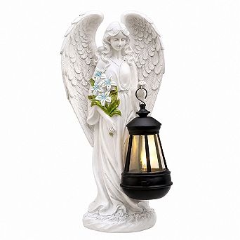 13.2 Inch Solar Angel Garden Statue Decor with LED Lights Yard Patio Ornament Gift for Mom Grandma