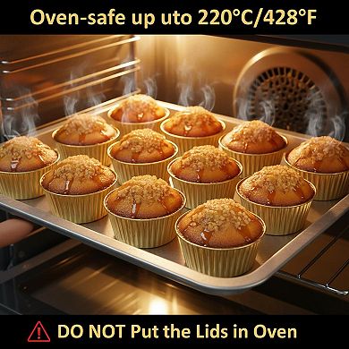 50pcs Disposable Mini Aluminium Foil Baking Cups w/Lids Oven Safe for Creme Brulee Cheesecake Party