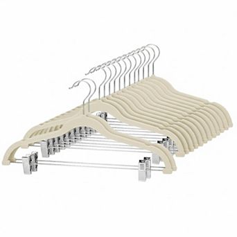 24 Pack Skirt Hangers with Clips Ultra Thin Non Slip Space Saving for Pants Jeans Dress