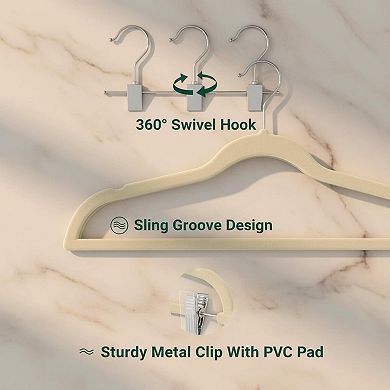 24 Pack Skirt Hangers with Clips Ultra Thin Non Slip Space Saving for Pants Jeans Dress