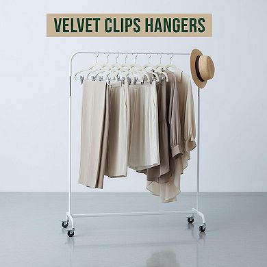 24 Pack Skirt Hangers with Clips Ultra Thin Non Slip Space Saving for Pants Jeans Dress