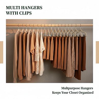 24 Pack Skirt Hangers with Clips Ultra Thin Non Slip Space Saving for Pants Jeans Dress