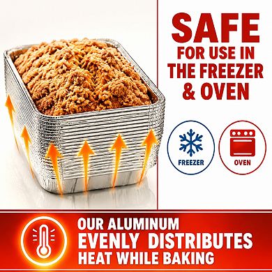 50 Pack 2 Lb Disposable Aluminum Foil Mini Loaf Pans For Baking Serving Storing