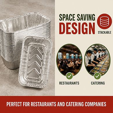 50 Pack 2 Lb Disposable Aluminum Foil Mini Loaf Pans For Baking Serving Storing