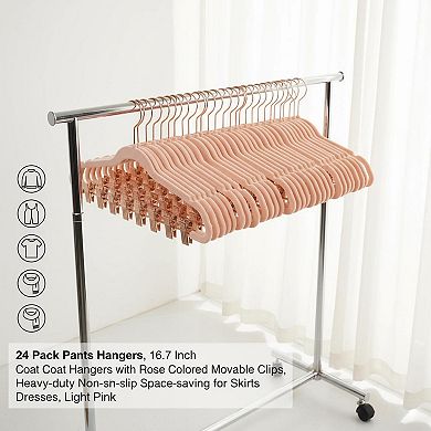 24 Pack Pants Hangers Heavy-duty Non-slip Adjustable Clips Space-saving 360° Swivel Hook