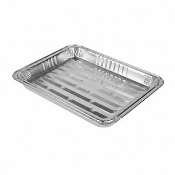 20 Pack Ribbed Bottom Aluminum Grill Pans Disposable Drip Liners For Bbq