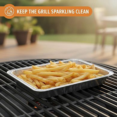 20 Pack Ribbed Bottom Aluminum Grill Pans Disposable Drip Liners For Bbq