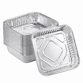 50 Pack Heavy Duty Disposable Aluminum Foil Square Baking Pans Food Containers