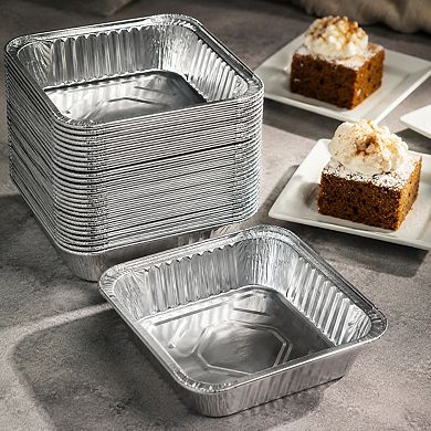 50 Pack Heavy Duty Disposable Aluminum Foil Square Baking Pans Food Containers