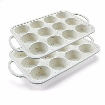 2pack Silicone Muffin Pan 12 cup Metal Reinforced Frame BPA Free Oven Dishwasher Safe Non Stick