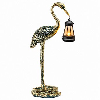 17.7 Inch Solar Crane Garden Statue Hanging Lantern Outdoor Patio Yard Decor Gifts for Mom