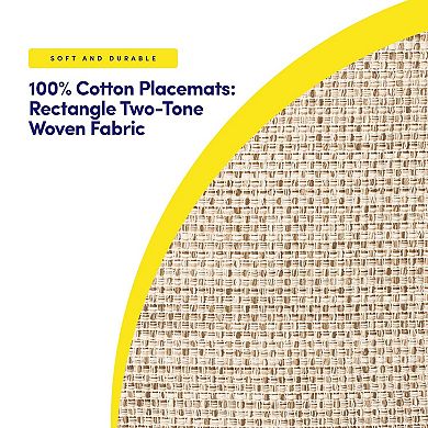 100% Cotton Placemats Two Tone Woven Soft Durable Machine Washable Set of 6