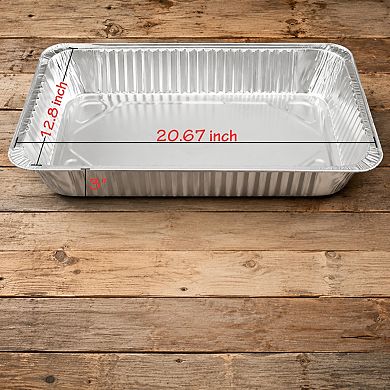 20 Pack Heavy Duty Disposable Aluminum Foil Pans Full Size Baking Roasting Trays for Catering