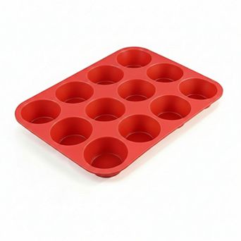 12 cup Silicone Muffin Pan Nonstick Cupcake Baking Mold Oven Microwave Safe Multi Use